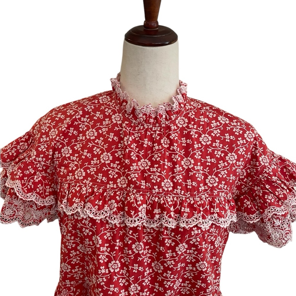 ULLA JOHNSON Leonie Floral Lace Ruffle Dress - Picture 4 of 16